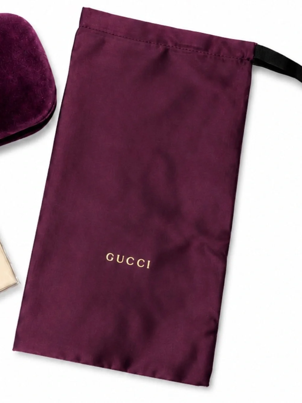 Gucci Purple Velvet Eyeglass Case Dust Bag & Lens Cloth Set NEW